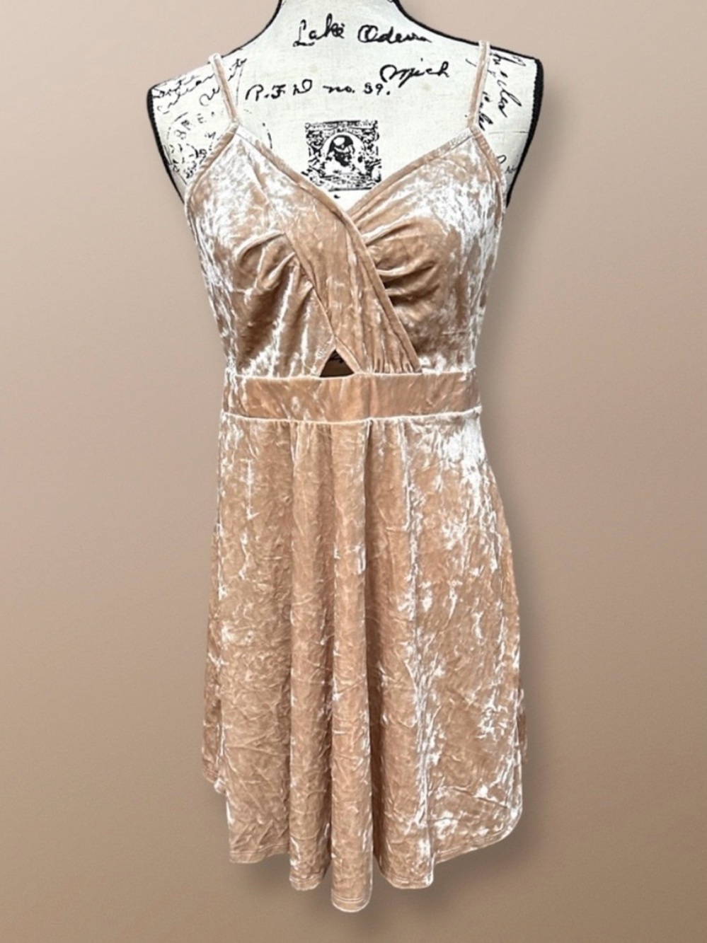 Xhilaration Blush Velvet Cut Out Mini Dress Strappy Fit & Flare Size M NWT